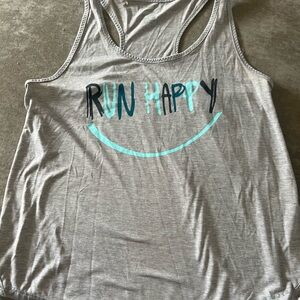 Gray Tank Top with Blue Print